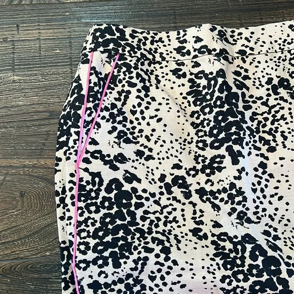J Crew Linen Leopard Print Pencil Skirt With Pink Trim Size 6 NWT
