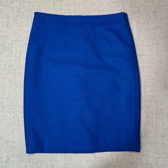 J. Crew Royal Blue Wool Straight Pencil Skirt Knee Length Size 4 Small NWT