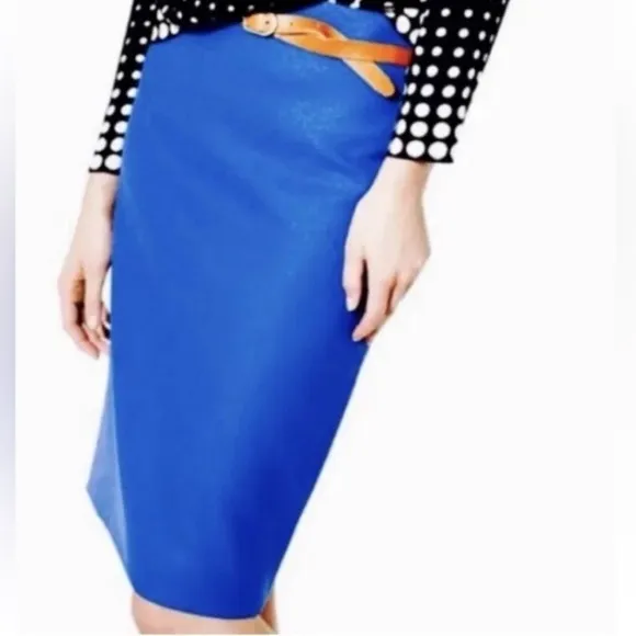 J. Crew Royal Blue Wool Straight Pencil Skirt Knee Length Size 4 Small NWT