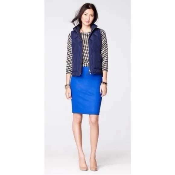 J. Crew Royal Blue Wool Straight Pencil Skirt Knee Length Size 4 Small NWT