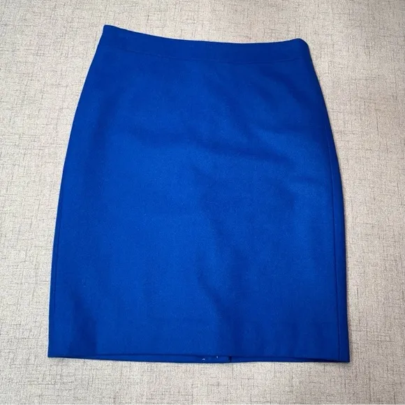 J. Crew Royal Blue Wool Straight Pencil Skirt Knee Length Size 4 Small NWT