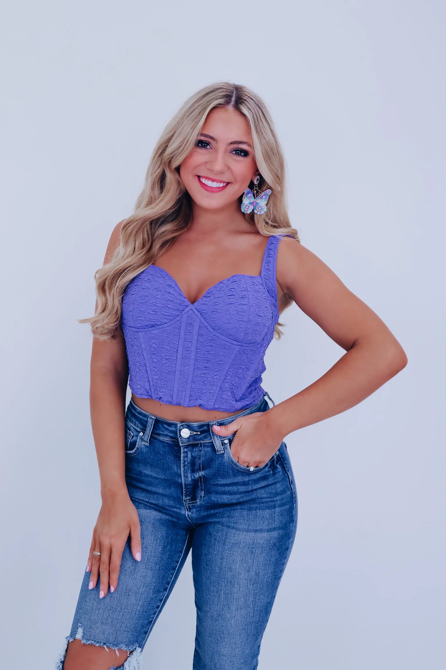 Jessi Jacquard Corset Cropped Top