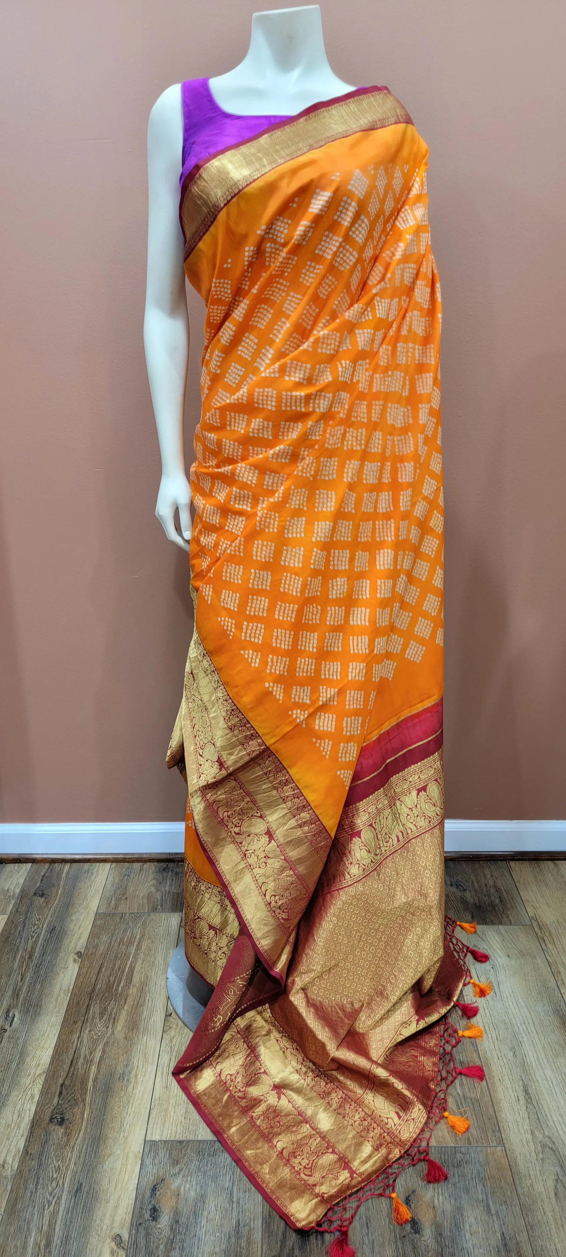 Kanchi Hand Tie Bandhini Saree Collection