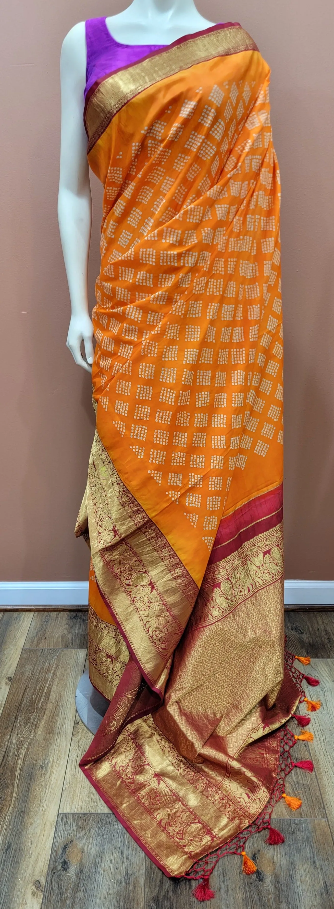 Kanchi Hand Tie Bandhini Saree Collection