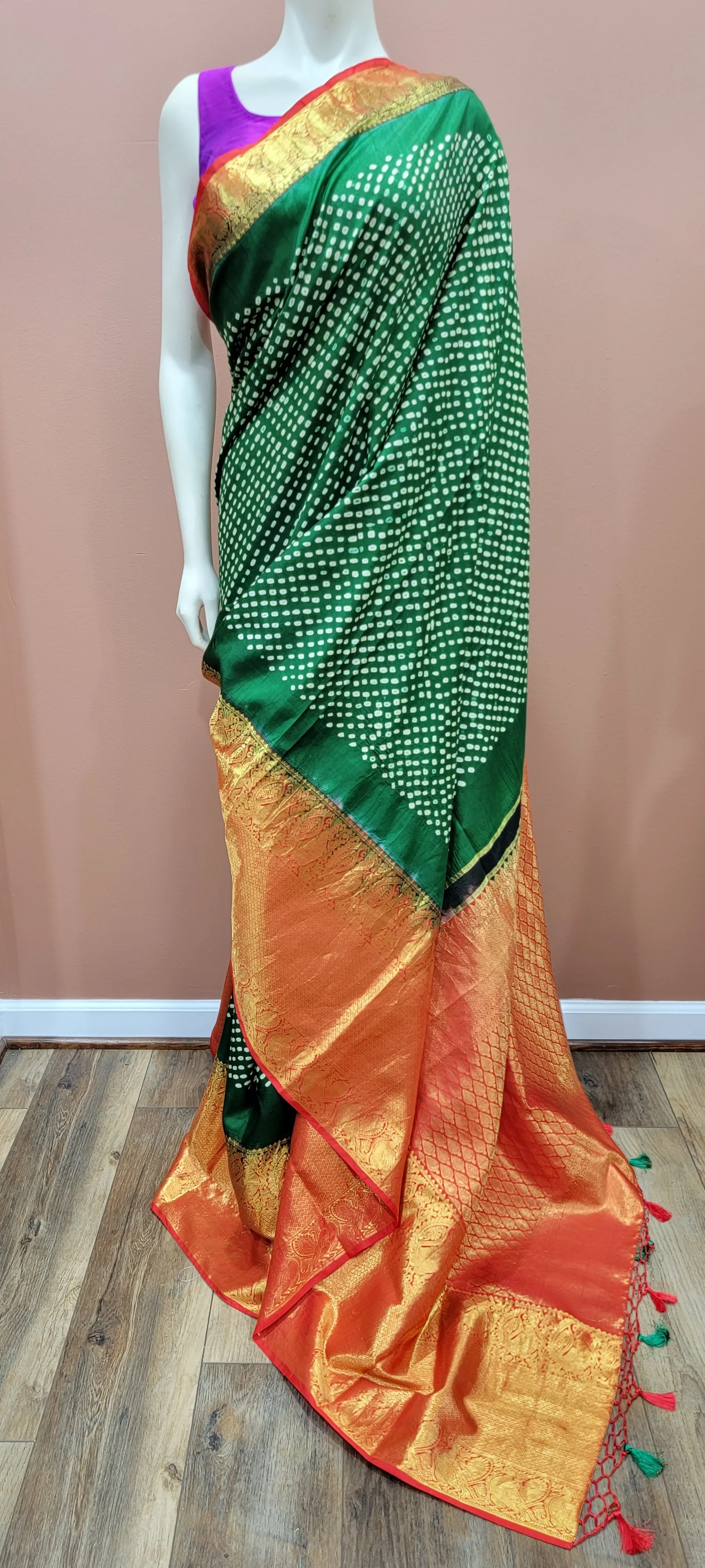 Kanchi Hand Tie Bandhini Saree Collection