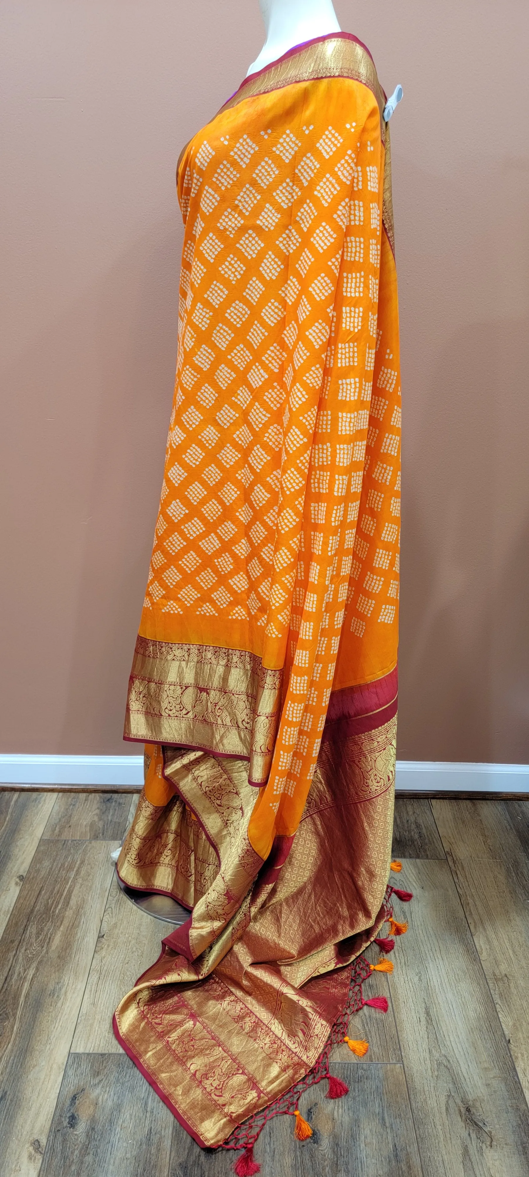 Kanchi Hand Tie Bandhini Saree Collection