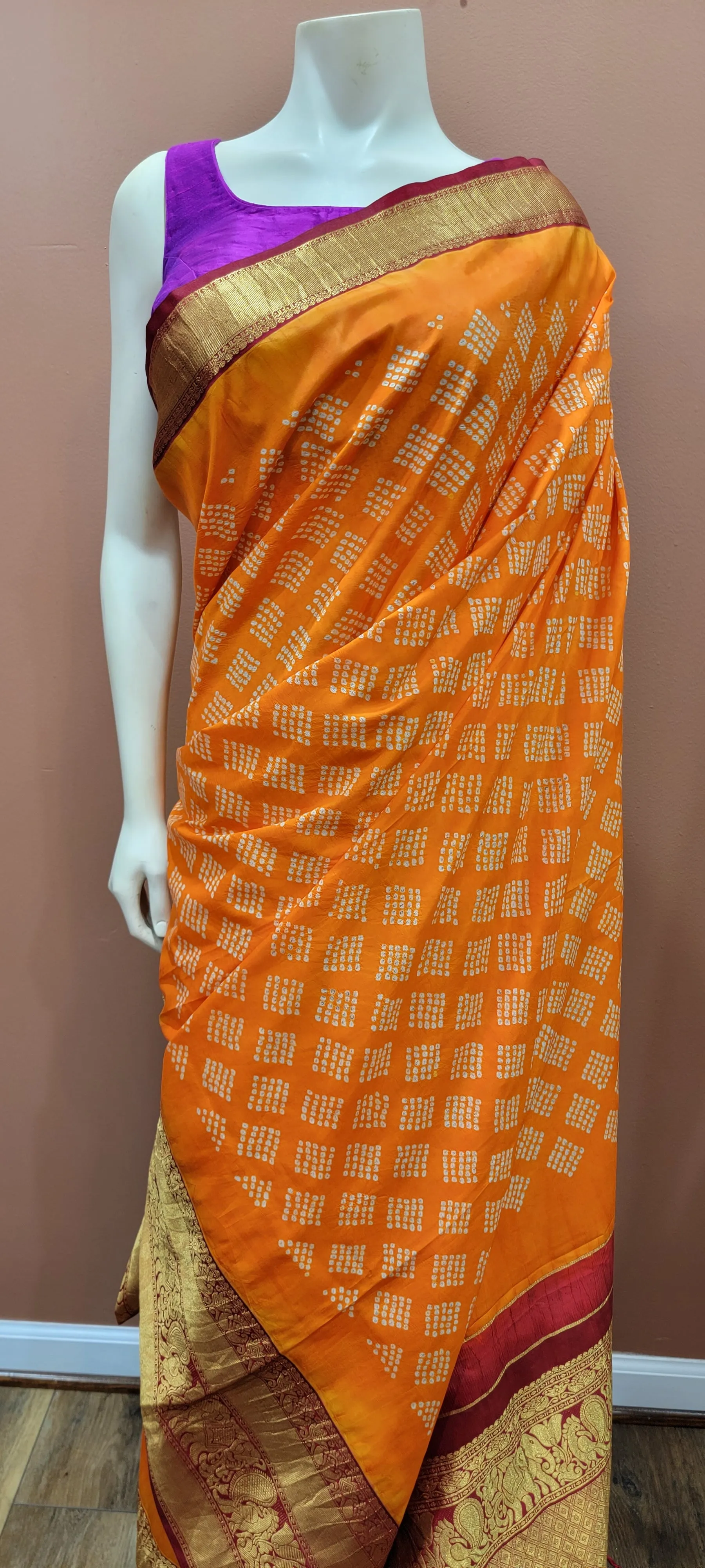 Kanchi Hand Tie Bandhini Saree Collection