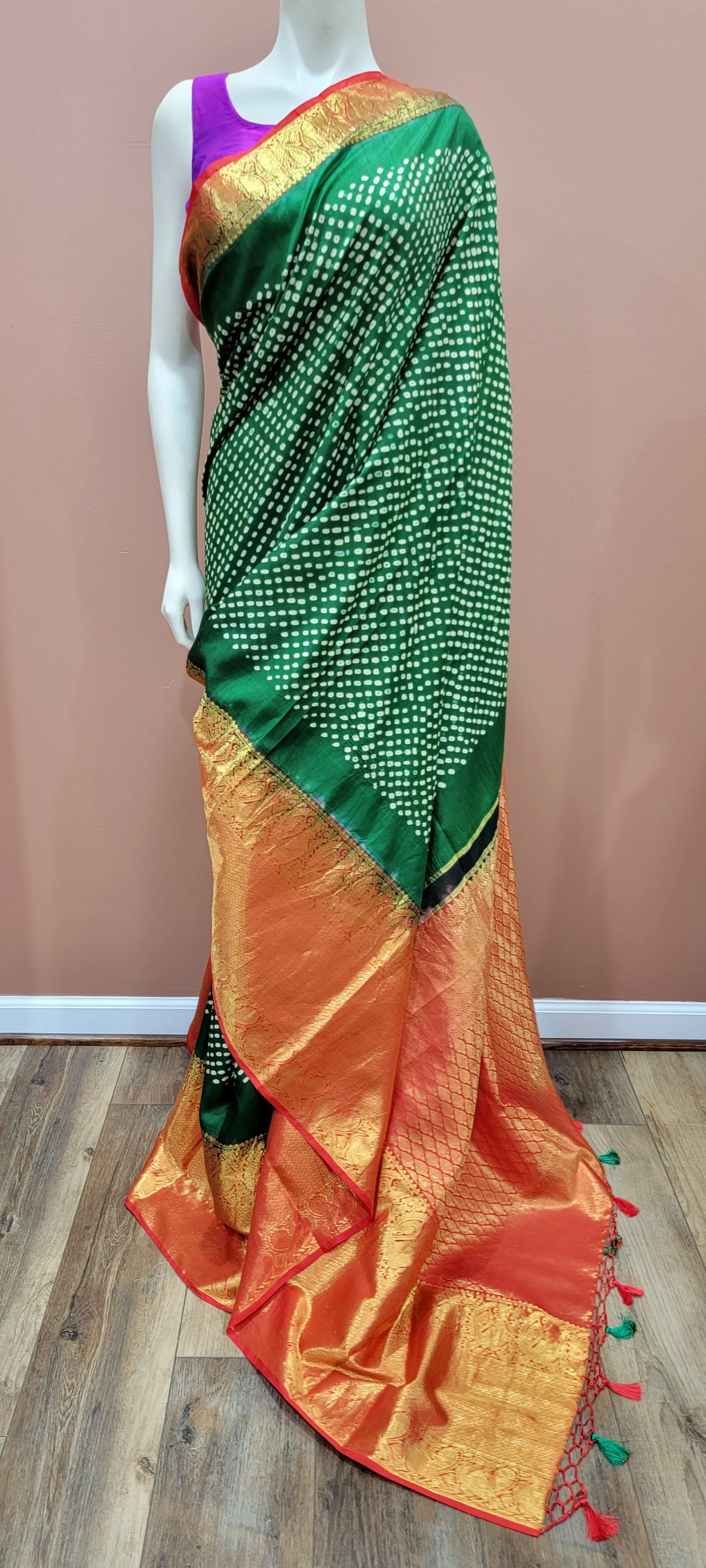 Kanchi Hand Tie Bandhini Saree Collection