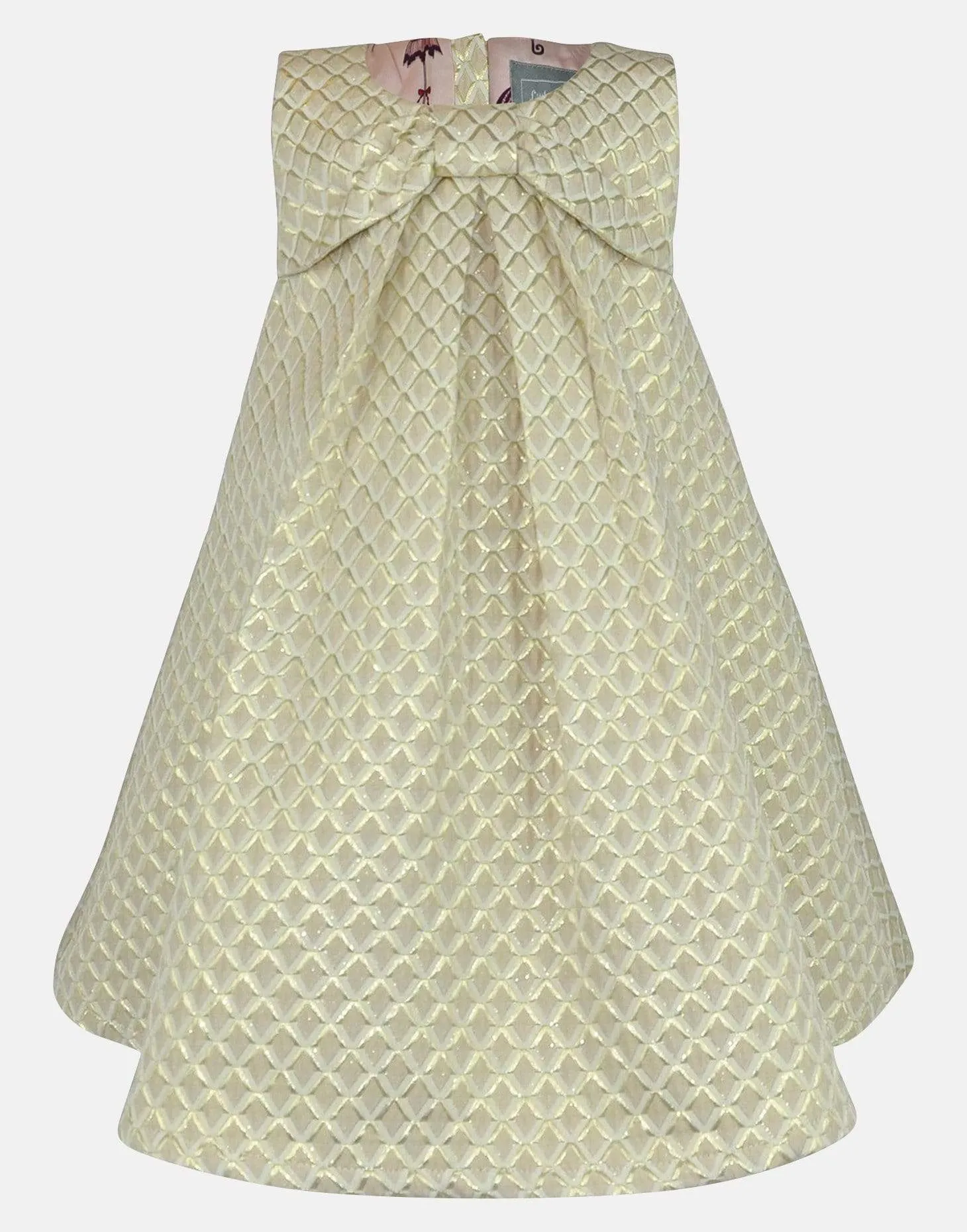 Katie : Cream & gold A-line dress