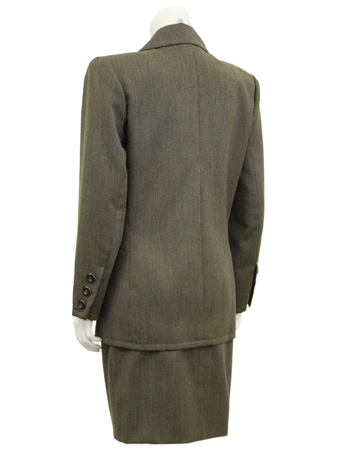 Khaki Wool Skirt Suit