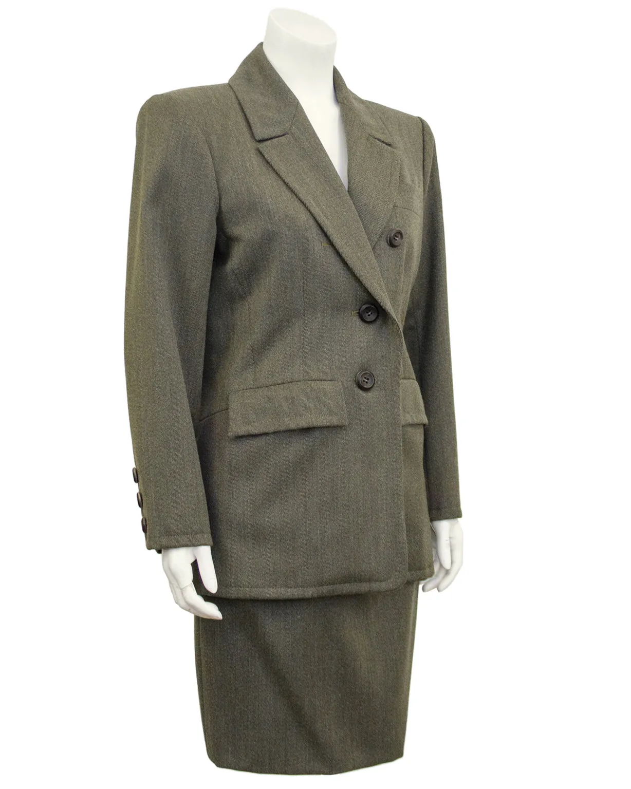 Khaki Wool Skirt Suit
