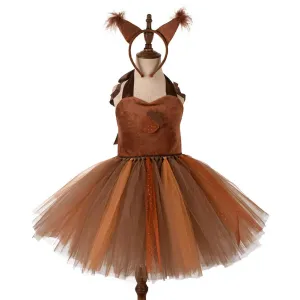 Kids Children squirrel Dress Cosplay Costume Halloween Carnival Party Suit