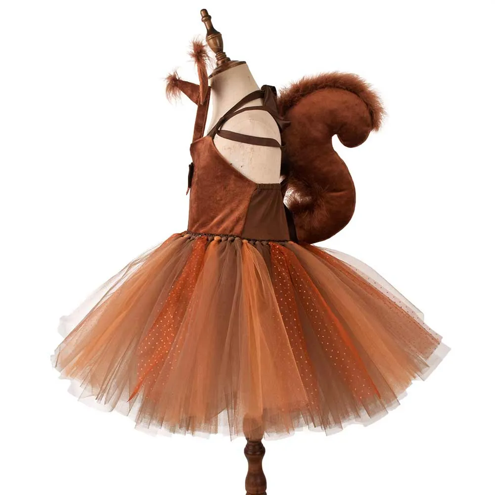 Kids Children squirrel Dress Cosplay Costume Halloween Carnival Party Suit