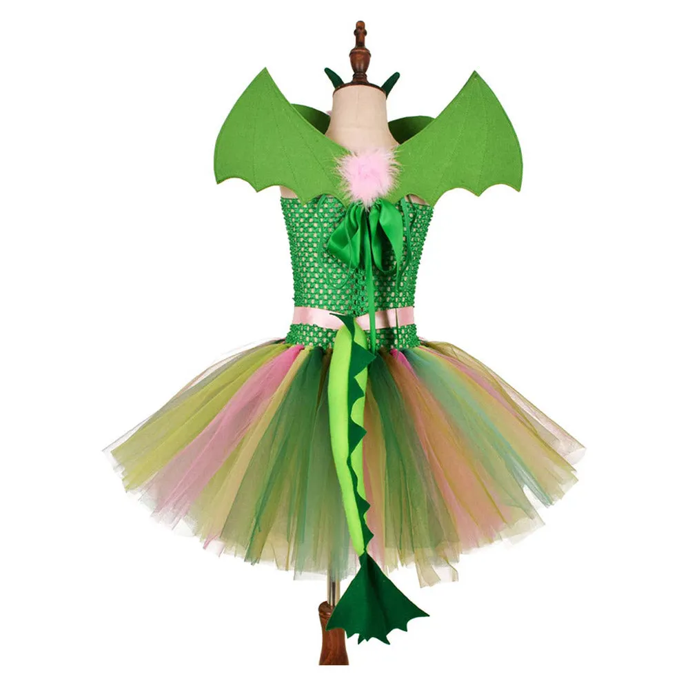 Kids Girls Dinosaur Cosplay Costume Dress Outfits Halloween Carnival Party Suit