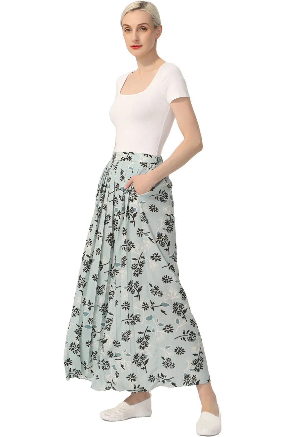 Kimi   Kai Women Print Box Pleat Maxi Skirt