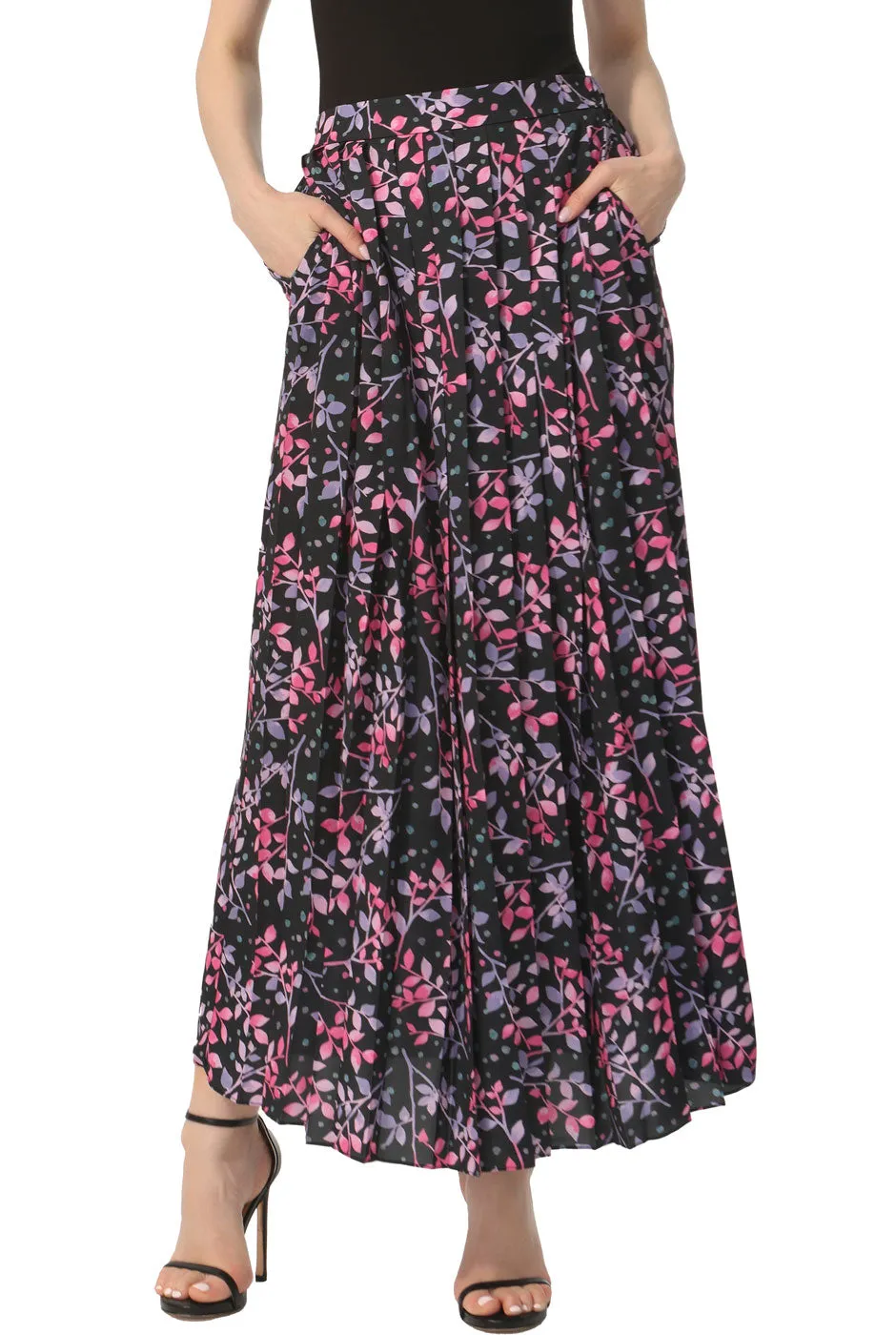 Kimi   Kai Women Print Box Pleat Maxi Skirt