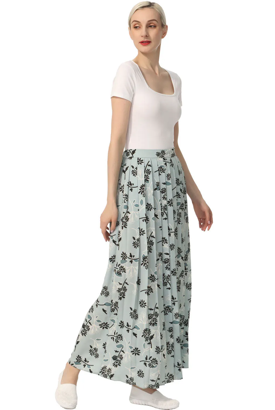 Kimi   Kai Women Print Box Pleat Maxi Skirt