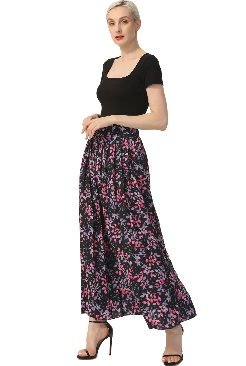 Kimi   Kai Women Print Box Pleat Maxi Skirt