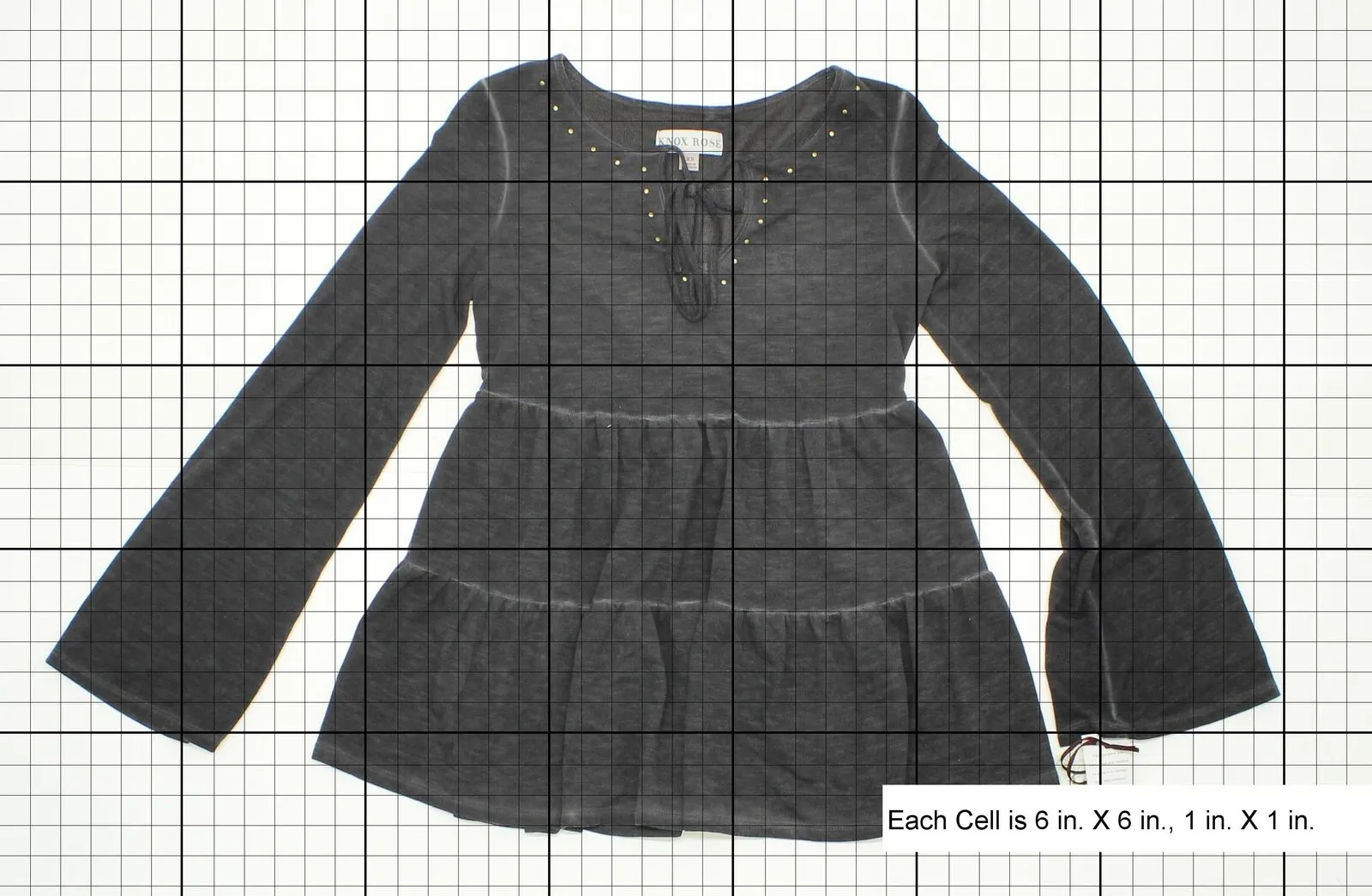 Knox Rose Women's Long Sleeve Oil Wash Knit Peplum Top Black XS