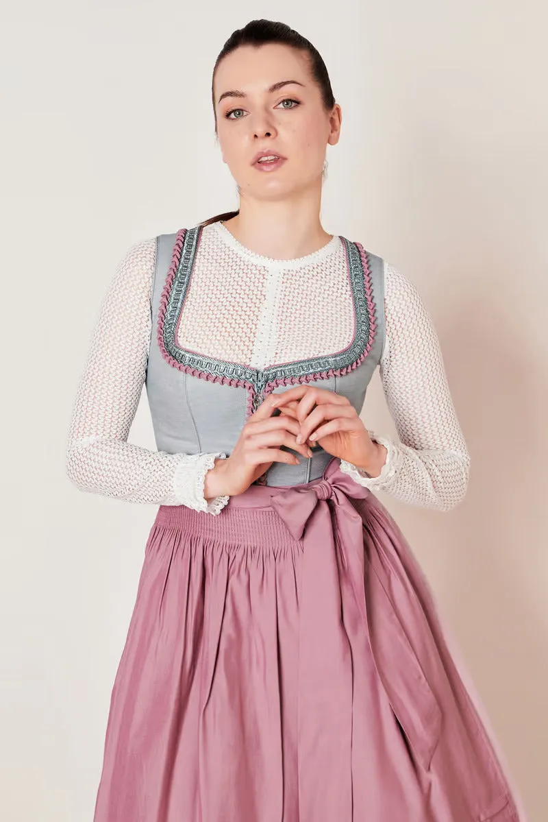 Kruger Midi Dirndl 2pcs. 60cm "Ileana" blue (38,40)