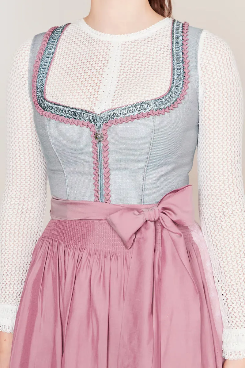 Kruger Midi Dirndl 2pcs. 60cm "Ileana" blue (38,40)