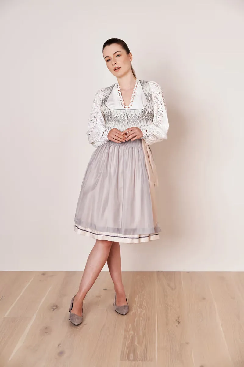 Kruger Midi Dirndl 2pcs. 60cm "Nellie" grey (38) *low stock