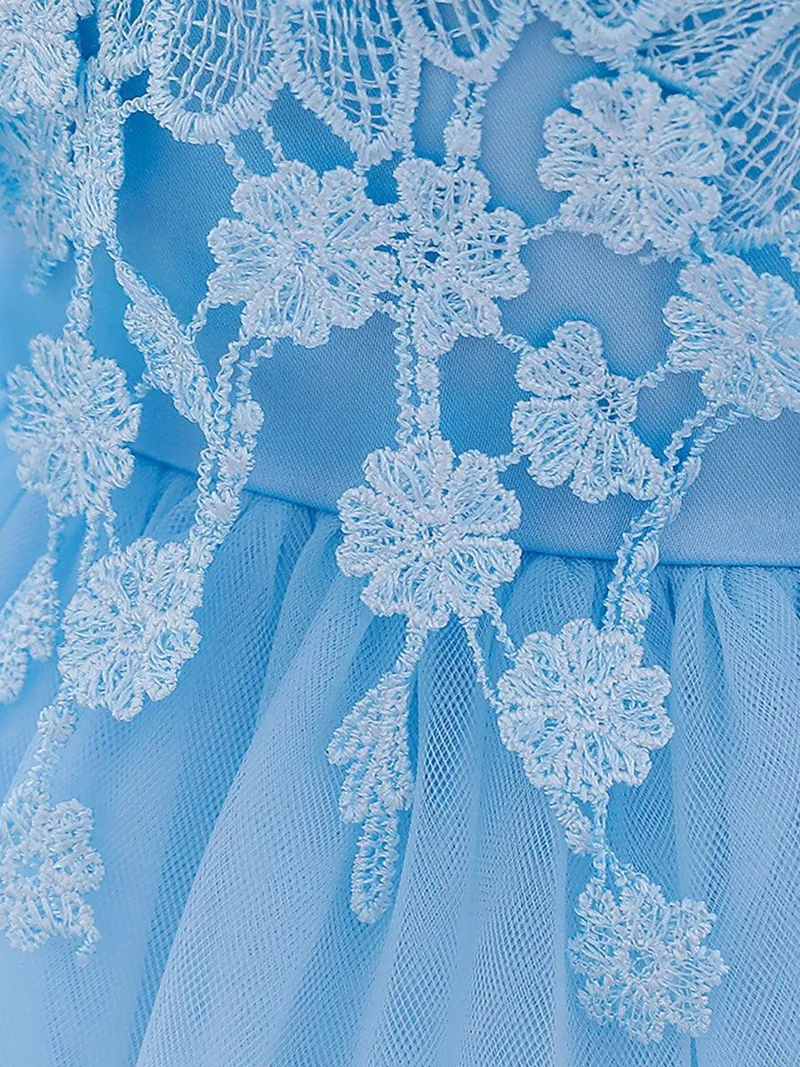 Lace Appliqued Flower A-line Baby Dress MKD1016