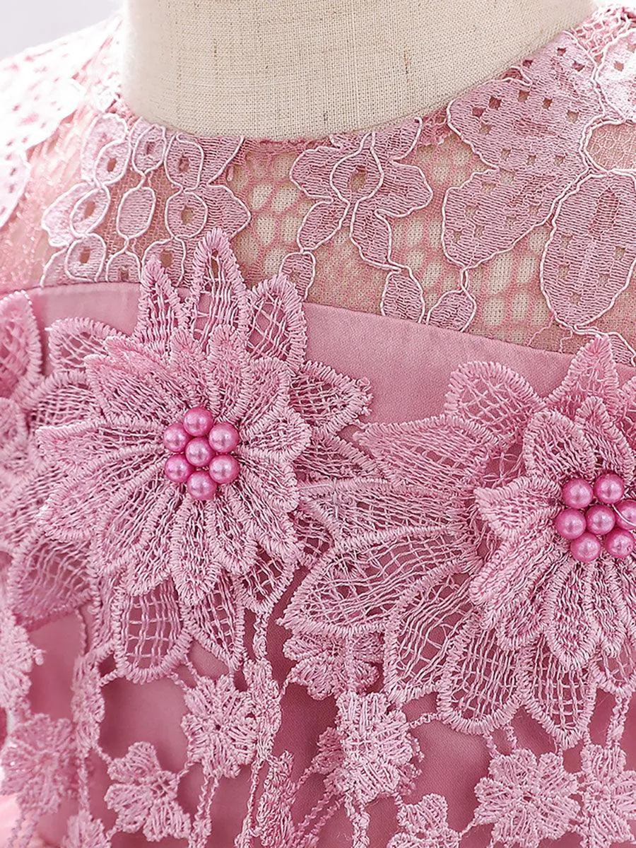 Lace Appliqued Flower A-line Baby Dress MKD1016