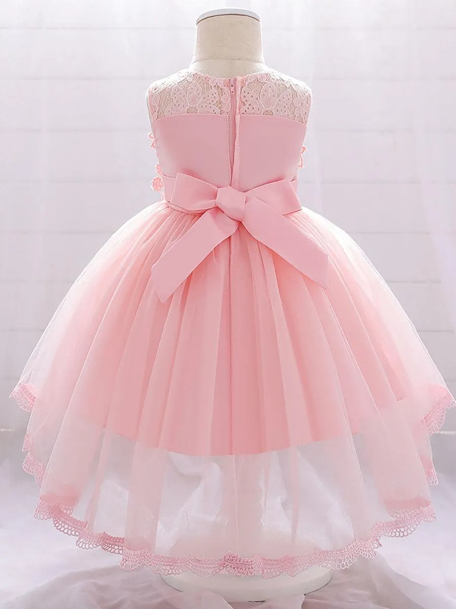 Lace Appliqued Flower A-line Baby Dress MKD1016