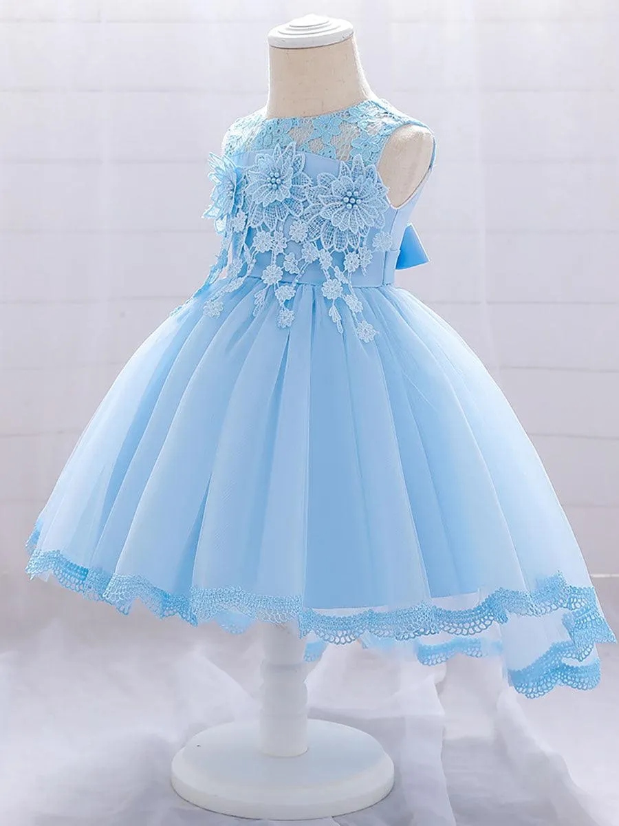 Lace Appliqued Flower A-line Baby Dress MKD1016