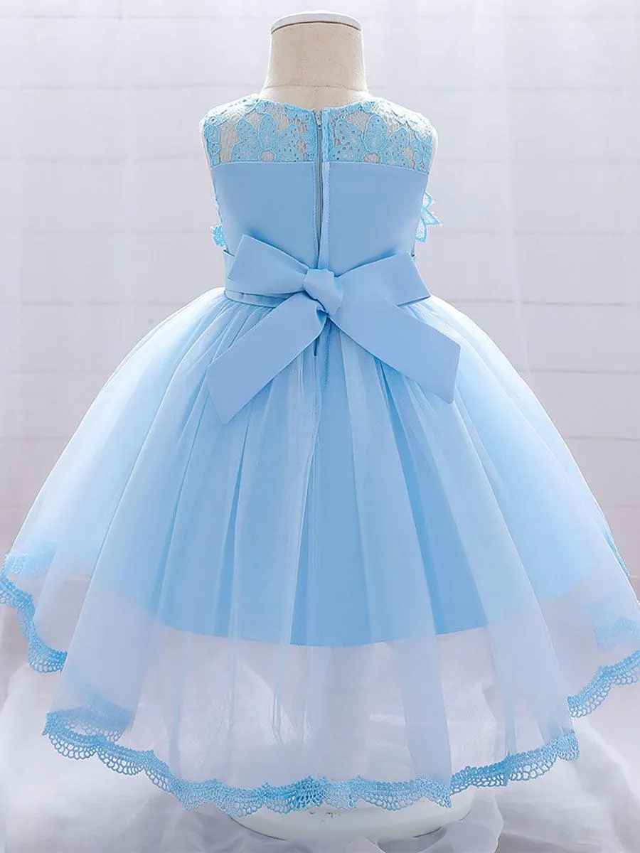 Lace Appliqued Flower A-line Baby Dress MKD1016