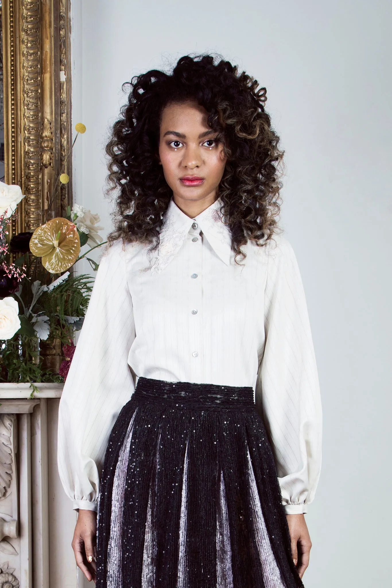 Lace Drip Silk-Cotton Shirt