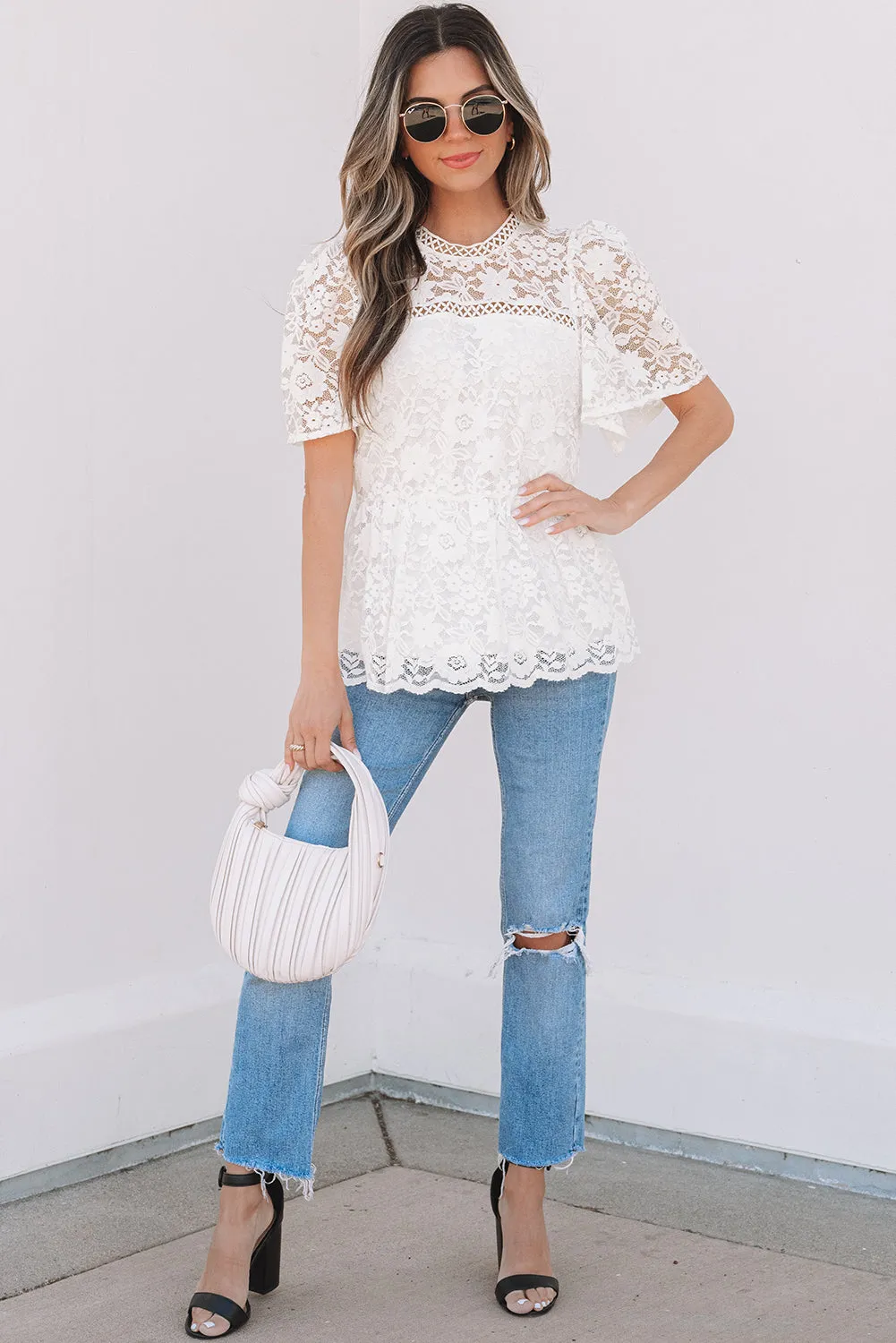 Laced In Elegance Lace Peplum Blouse