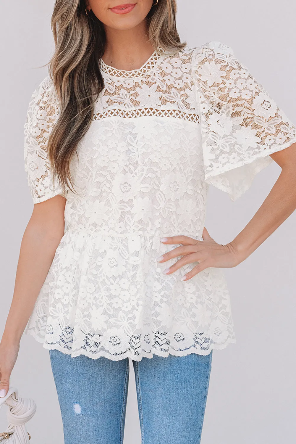 Laced In Elegance Lace Peplum Blouse