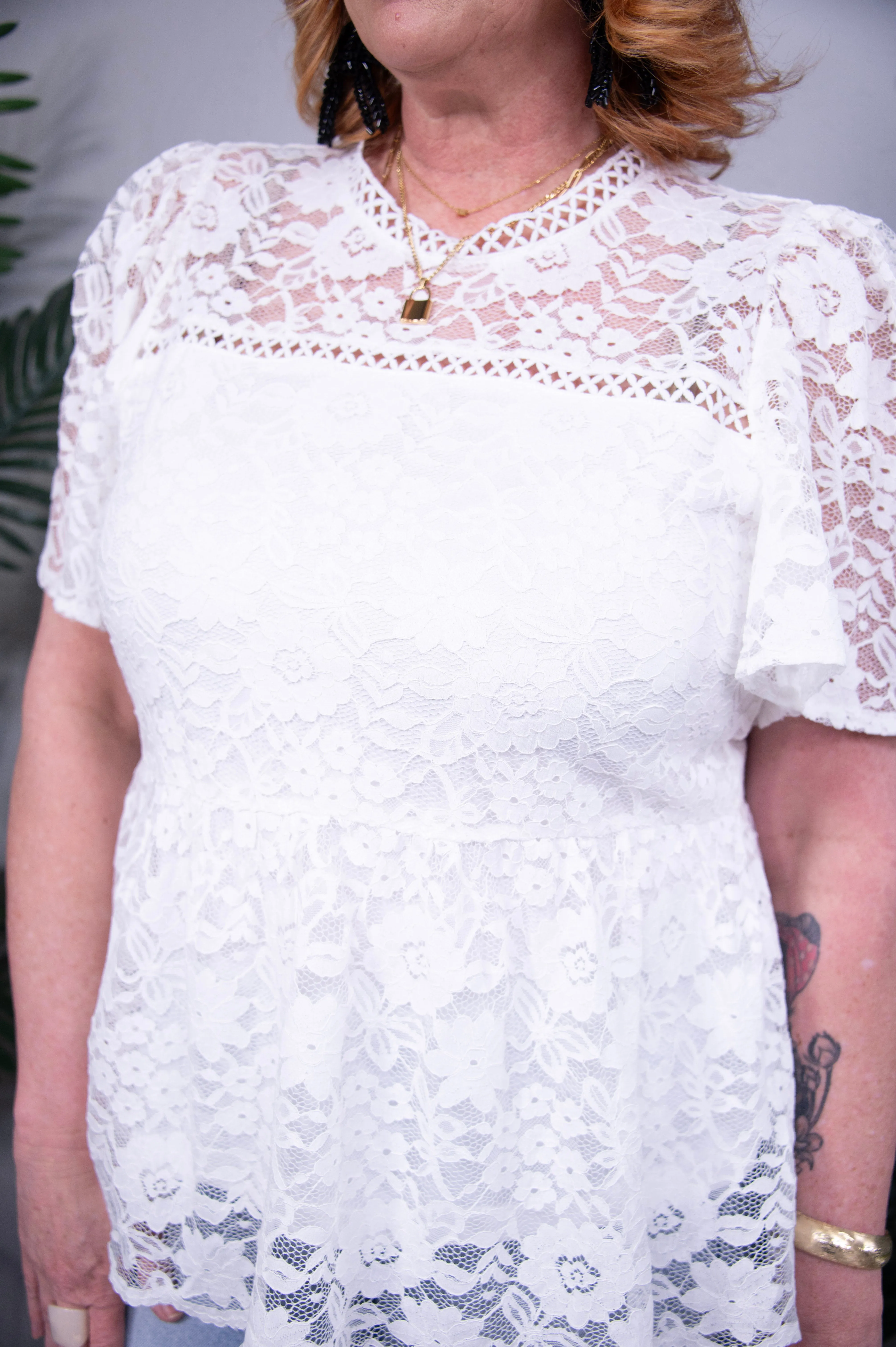 Laced In Elegance Lace Peplum Blouse