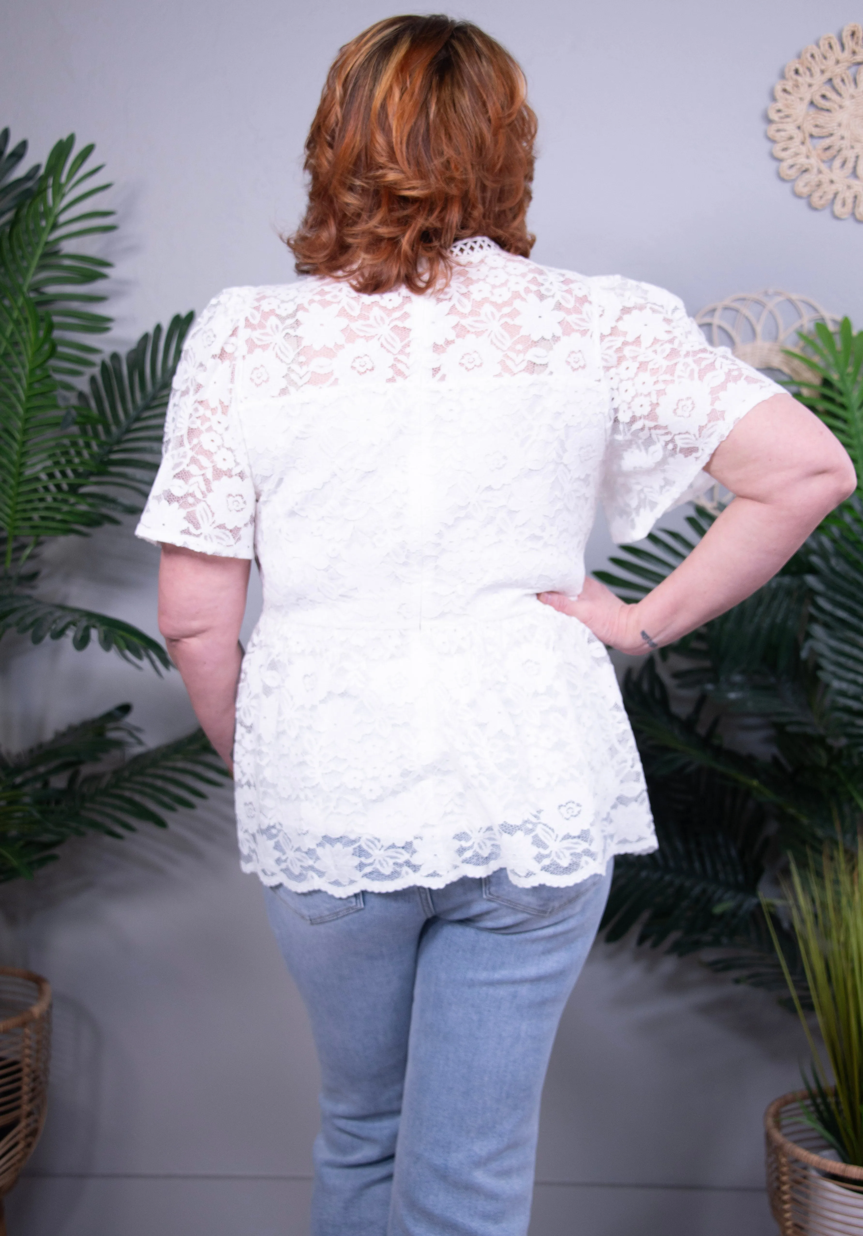 Laced In Elegance Lace Peplum Blouse