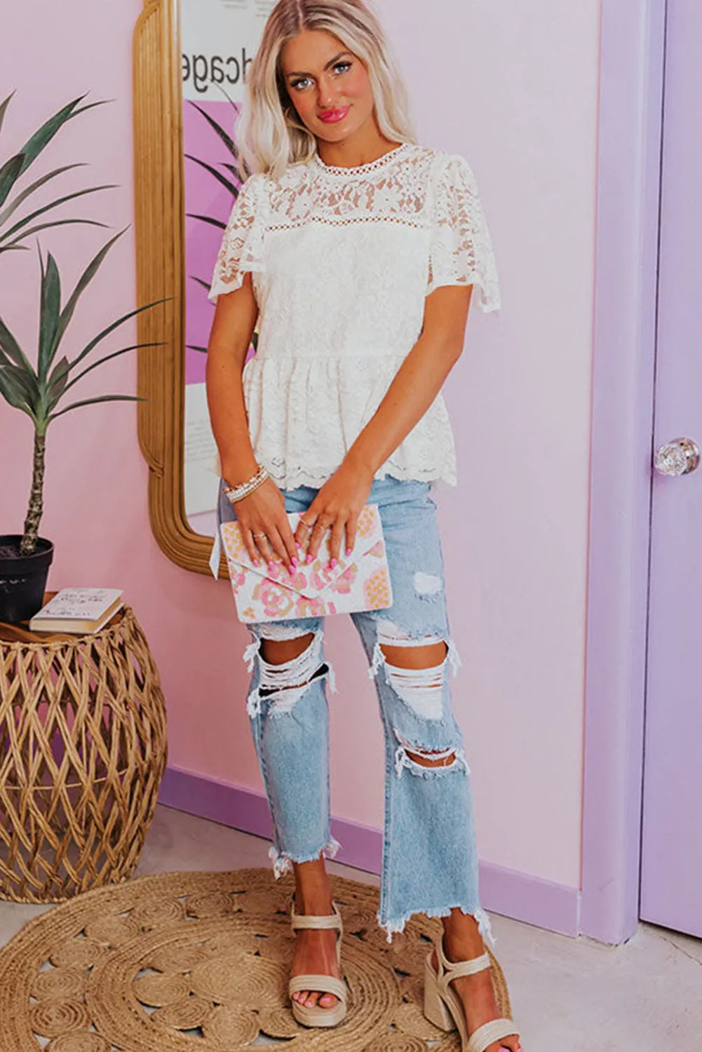 Laced In Elegance Lace Peplum Blouse