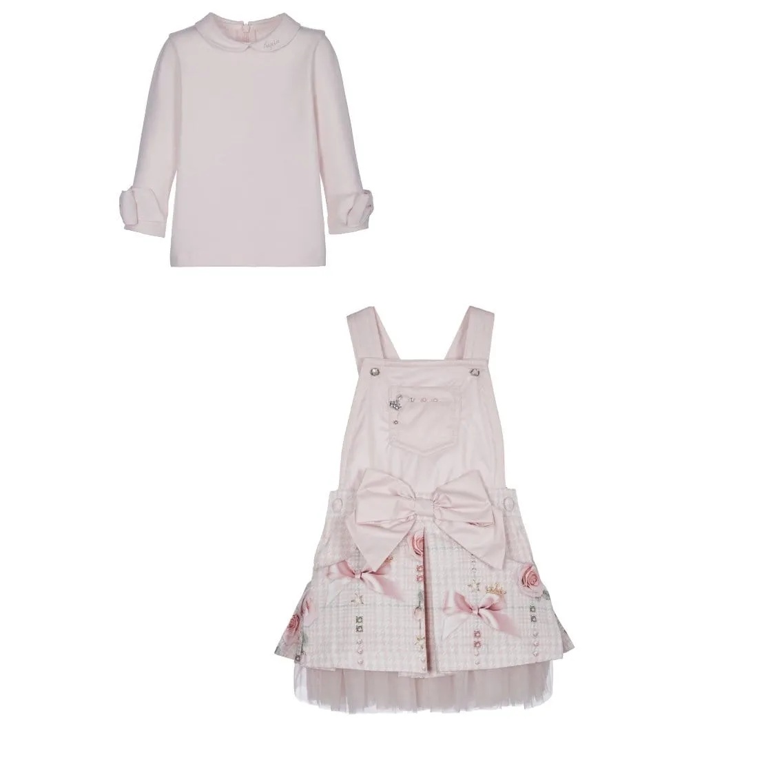 LAPIN HOUSE - Bow Pinafore With Blouse - Pink
