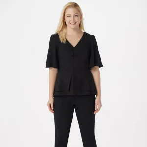 Laurie Felt Women's Scooped V-Neck Peplum Blouse