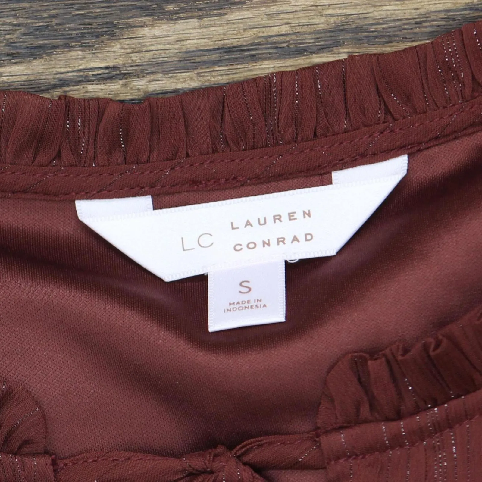 LC Lauren Conrad Womens Tie Front Lined Blouse Shirt 165fa3b1122b7d Brown S