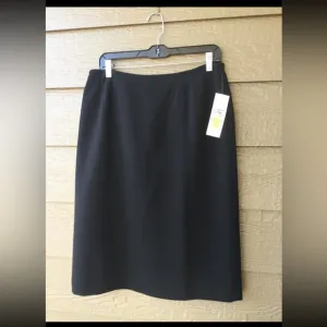 Le Suit Separates Work Career Black Lined Straight Pencil Skirt Women's