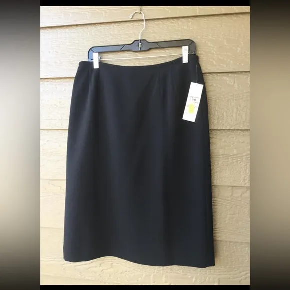 Le Suit Separates Work Career Black Lined Straight Pencil Skirt Women's