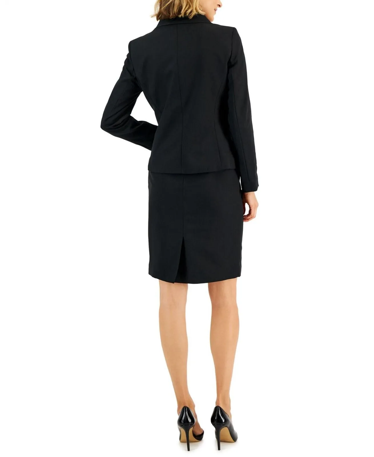 Le Suit Womens Crepe Tie-Collar Jacket & Pencil Skirt Suit 50041056