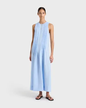 Leiden Pleat Front Maxi Dress - Sky