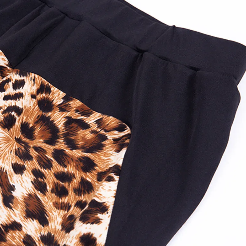 Leopard Stitching Sports Bra Tights Fitness Yoga Suit Women's Two-piece Suit