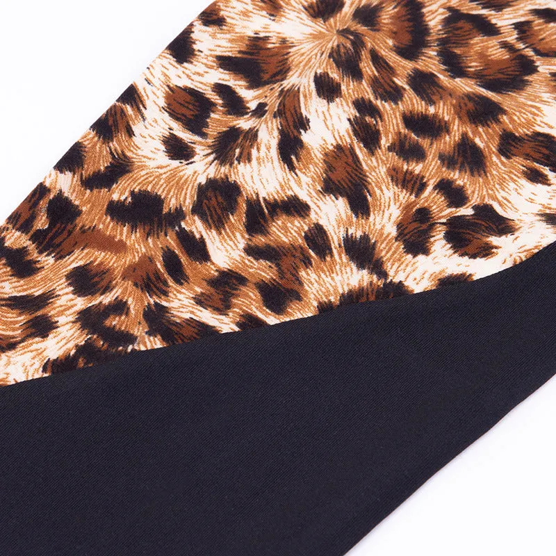 Leopard Stitching Sports Bra Tights Fitness Yoga Suit Women's Two-piece Suit
