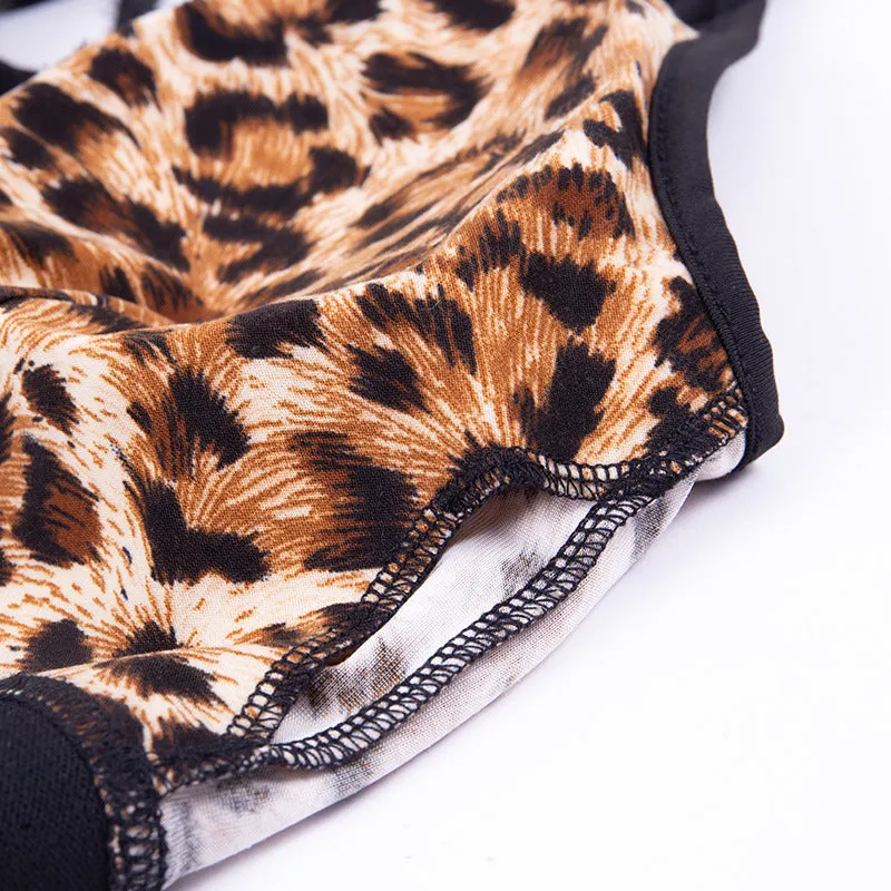 Leopard Stitching Sports Bra Tights Fitness Yoga Suit Women's Two-piece Suit