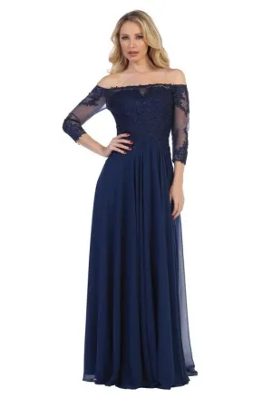 Let's Size L 7285M Navy Mother of Bride Dress