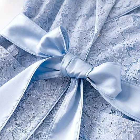 Light Blue Lace Wedding Pantsuit V-Neck Lace-Up Formal Suit