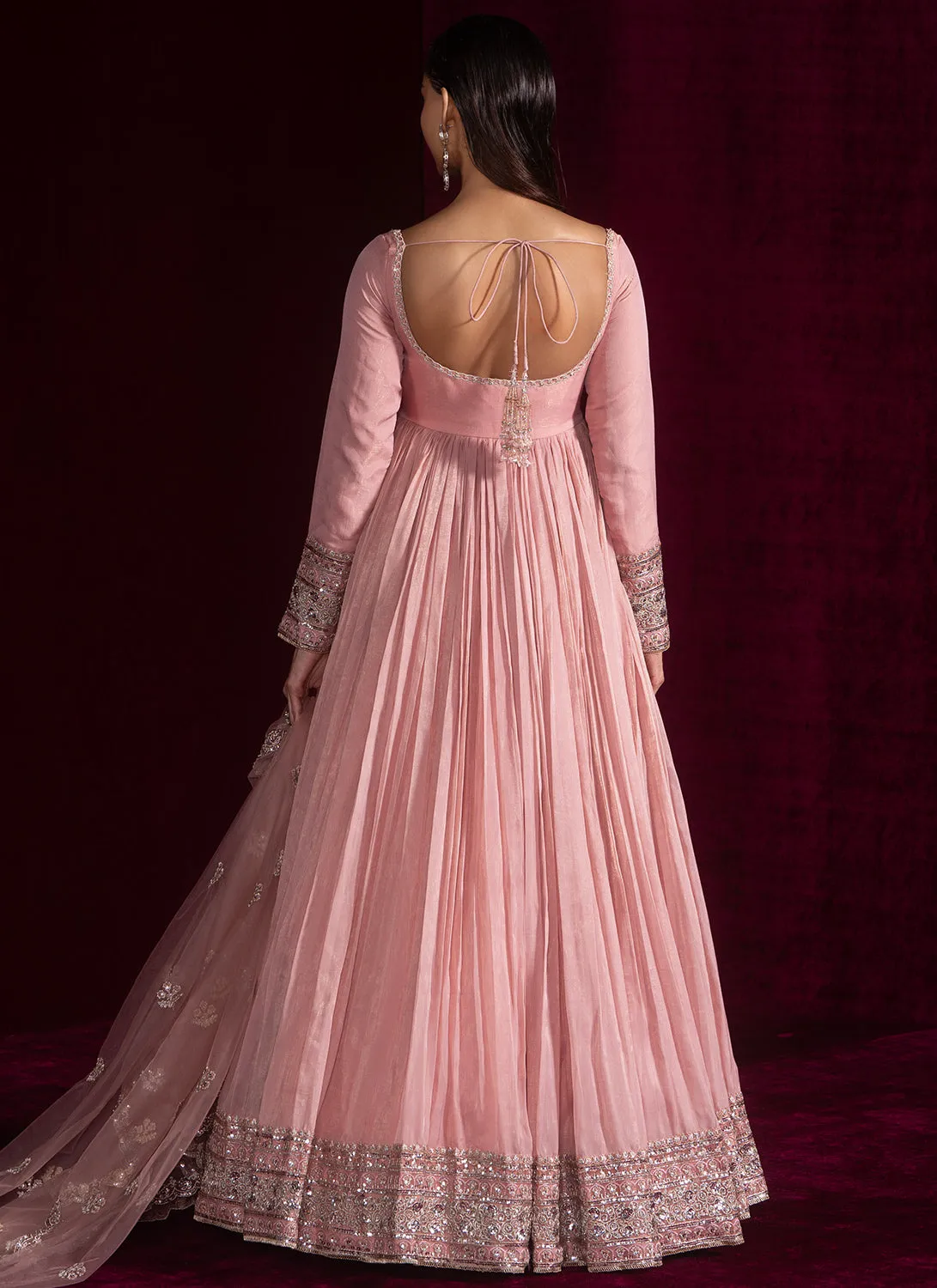 Light Pink Embroidered Silk Anarkali